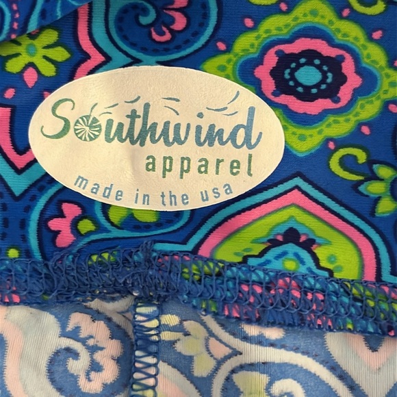 NWT Women’s Southwind Apparel Blue Multi Color Nylon & Spandex Wide Leg Pants - Picture 9 of 10